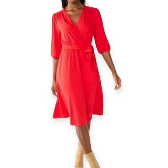 DRAPER JAMES RSVP™ TIE-FRONT FIT & FLARE DRESS RED SZ.S EUC. - Picture 1 of 9